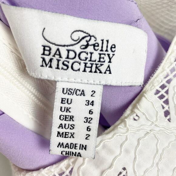 Belle Badgley Mischka Lace and Lavender Fit and Flare Dress Women’s Size 2 - Picture 6 of 11